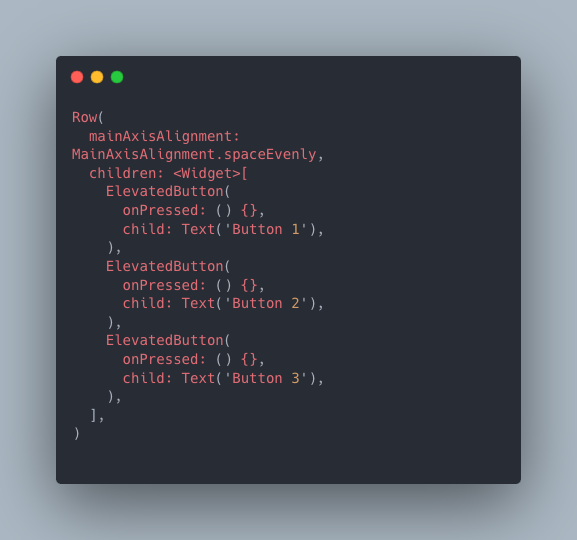چیدمان افقی دکمه‌ها با فاصله مساوی